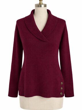 🍷 Style & Co Burgundy Sweater | Size Small | Chic Button Detail 🍷